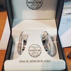 Platinum Plated Swarovski Hoops